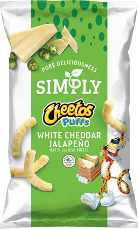 Calories in 85 grams of Simply Cheetos Puffs White Cheddar.